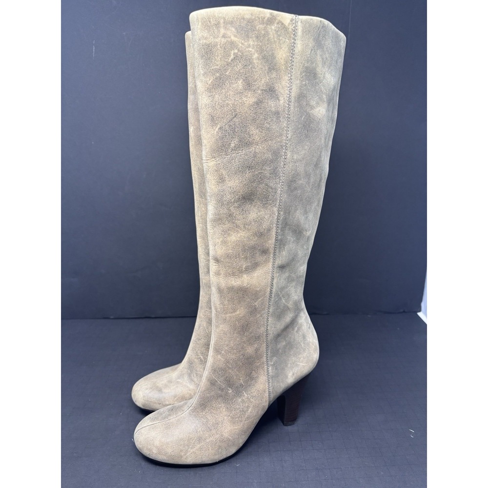 Fossil Womens US 6.5 EUR 36.5 Brown Leather Distressed Look Knee High Boots